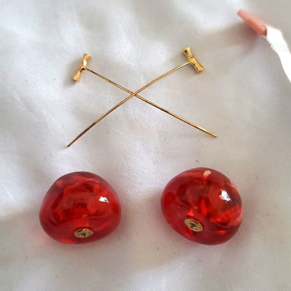 Cherry Threaded Resin Earrings - Picture 12 of 12